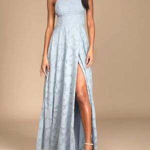 Let There Be Romance Slate Blue Burnout Floral Maxi Dress